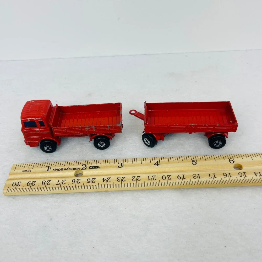 Vintage 1978 Matchbox Lesney Red Mercedes Truck and Trailer Made in England